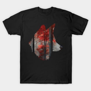 Fox voids and red forest | Double exposure | Animals lovers | Vegan T-Shirt